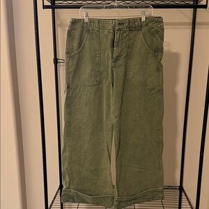 Olive Green Wide Leg Jeans